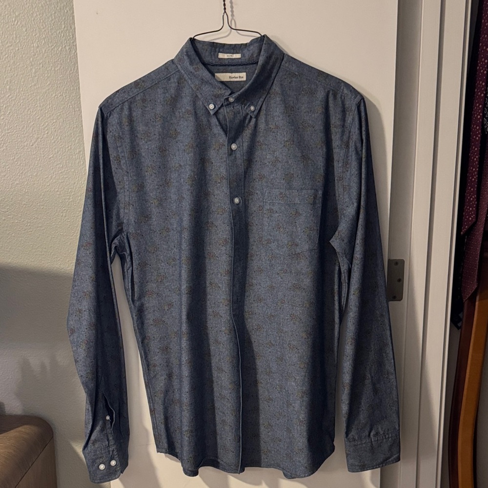 Hawker Rye Blue Floral Chambray Casual Shirt